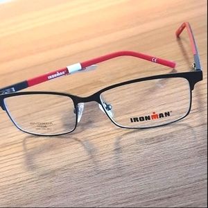 NEW Ironman Eyeglass Frame, Rx'able, red black ANTI-CORROSIVE, 55-17-140